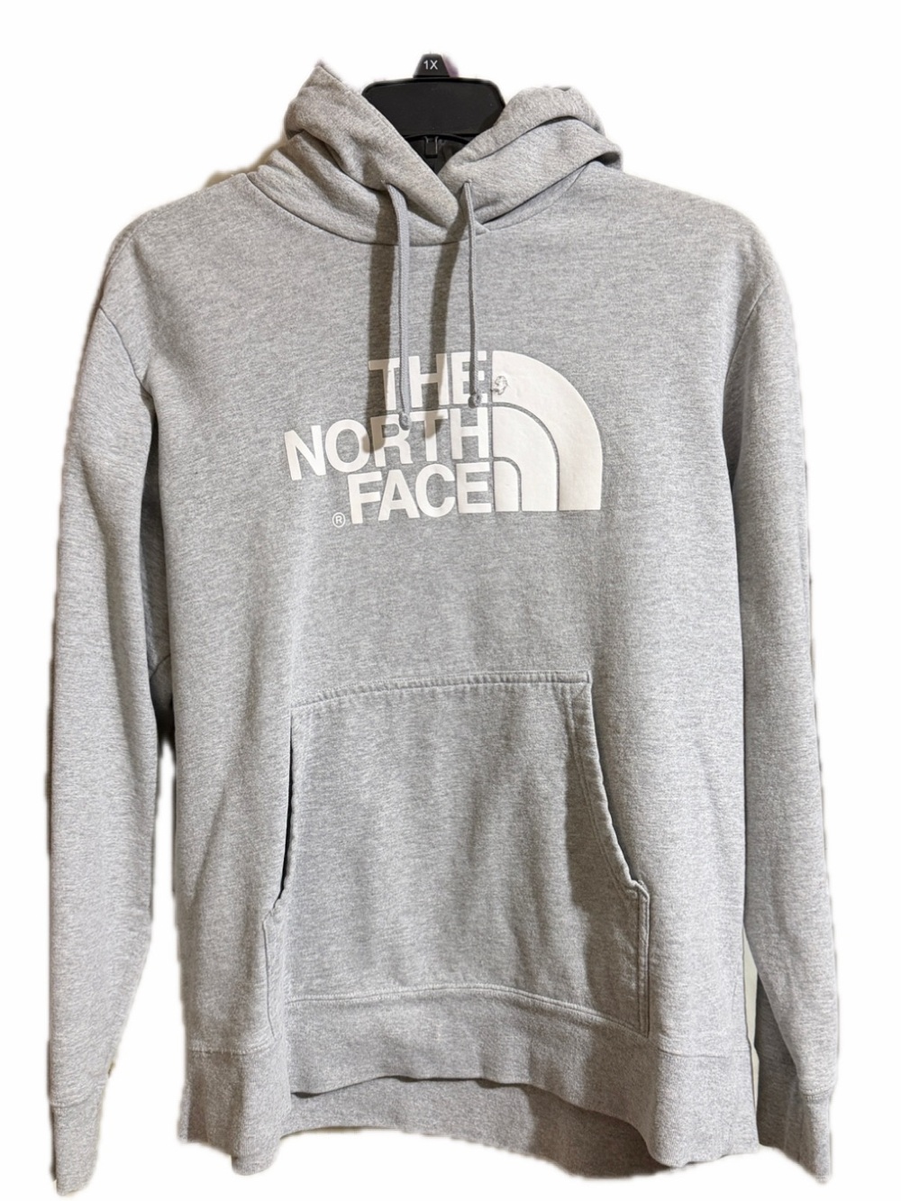 The North Face Men's XL Gray Logo Hoodie - Classic Pullover Sweatshirt